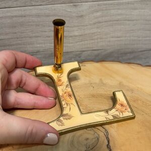 3/$30 Lovely Vintage pen holder - floral print letter L